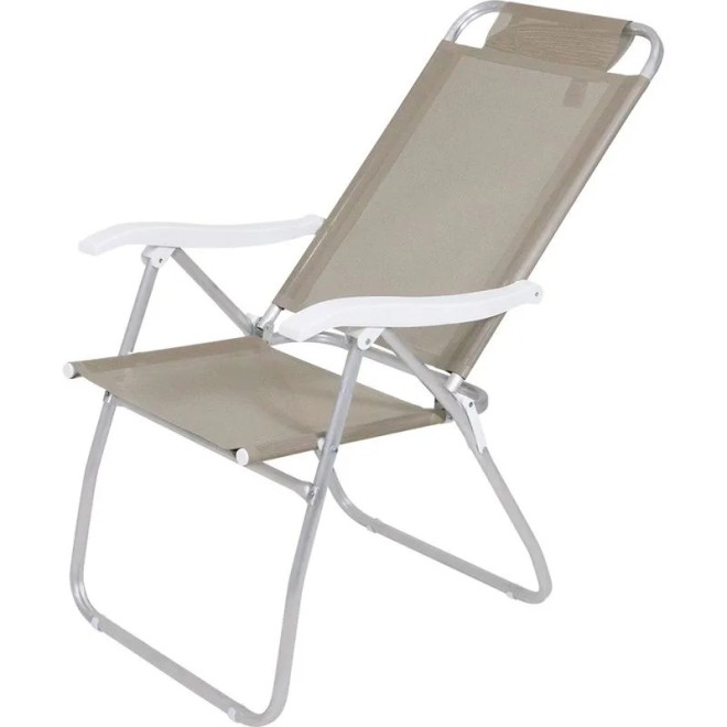 Cadeira de Praia Reclinável Prosa em Alumínio Bege Bel