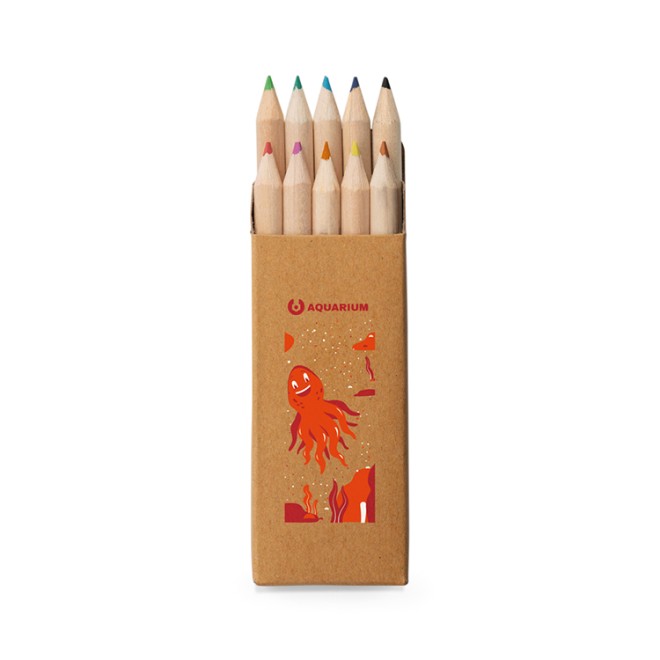 Caixa De Cartão Com 10 Mini Lápis De Cor Personalizado Caixa De Cartão Com 10 Mini Lápis De Cor Personalizado