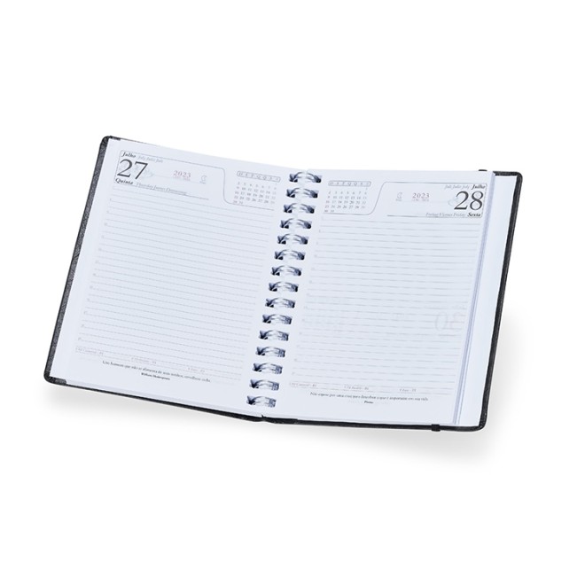 Agenda Diária Wire-O 2025 Em Couro Sintético Personalizada Agenda Diária Wire-O 2025 Em Couro Sintético Personalizada