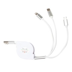 Cabo USB Retrátil 3 em 1 Personalizado Cabo USB Retrátil 3 em 1 Personalizado