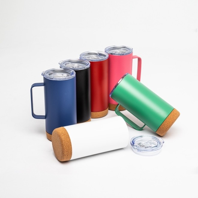 Caneca Térmica com Cortiça de 500ml Personalizada Caneca Térmica com Cortiça de 500ml Personalizada