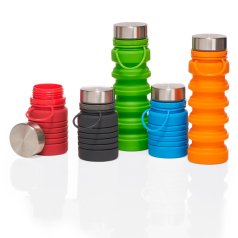 Garrafa Em Silicone Retrátil Com Alça