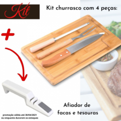 Kit Churrasco Com 4 Peças E Afiador De Facas Kit Churrasco Com 4 Peças E Afiador De Facas