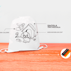 Sacola Tipo Mochila Para Colorir Personalizada