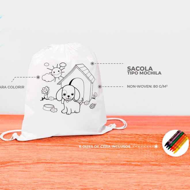 Sacola Tipo Mochila Para Colorir Personalizada Sacola Tipo Mochila Para Colorir Personalizada