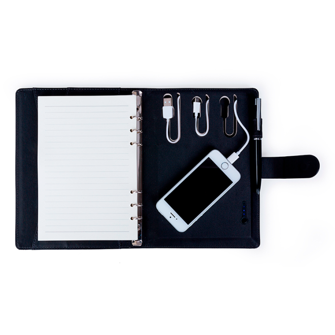 Caderno De Anotações Com Powerbank 4.000 Mah Personalizado Caderno De Anotações Com Powerbank 4.000 Mah Personalizado