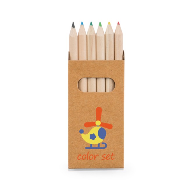 Caixa Com 6 Mini Lápis De Cor Personalizado Caixa Com 6 Mini Lápis De Cor Personalizado