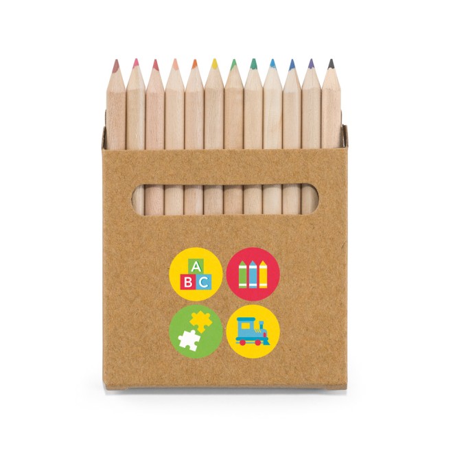 Caixa De Cartão Com 12 Mini Lápis De Cor Personalizado Caixa De Cartão Com 12 Mini Lápis De Cor Personalizado