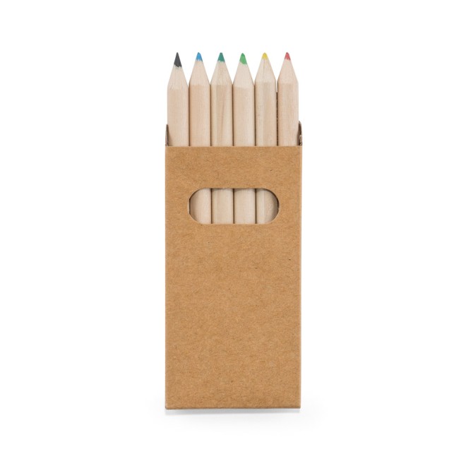 Caixa De Cartão Com 6 Mini Lápis De Cor Personalizado Caixa De Cartão Com 6 Mini Lápis De Cor Personalizado