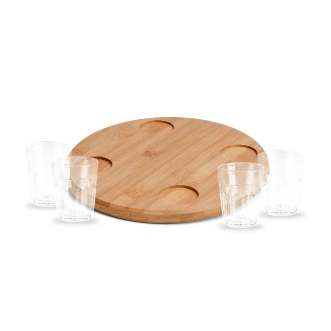 Kit em Bambu com 4 Copos para Dose Personalizado Kit em Bambu com 4 Copos para Dose Personalizado
