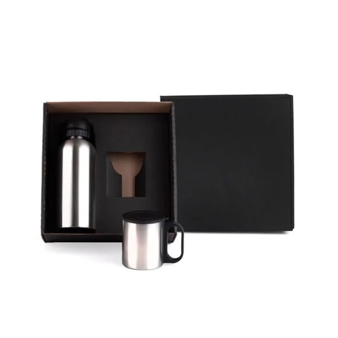 Kit Garrafa e Caneca Em Aço Inox 600/180ml Personalizado 