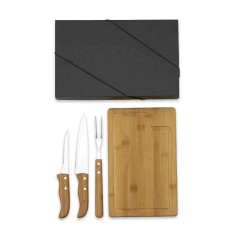 Kit para Churrasco em Bambu / Inox com Logo