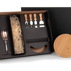 Kit Queijo e Champagne 7 Peças com Logo Personalizado Kit Queijo e Champagne 7 Peças com Logo Personalizado