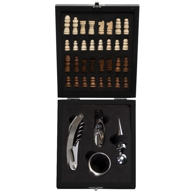 Kit Vinho Xadrez 4 Peças Personalizado Kit Vinho Xadrez 4 Peças Personalizado