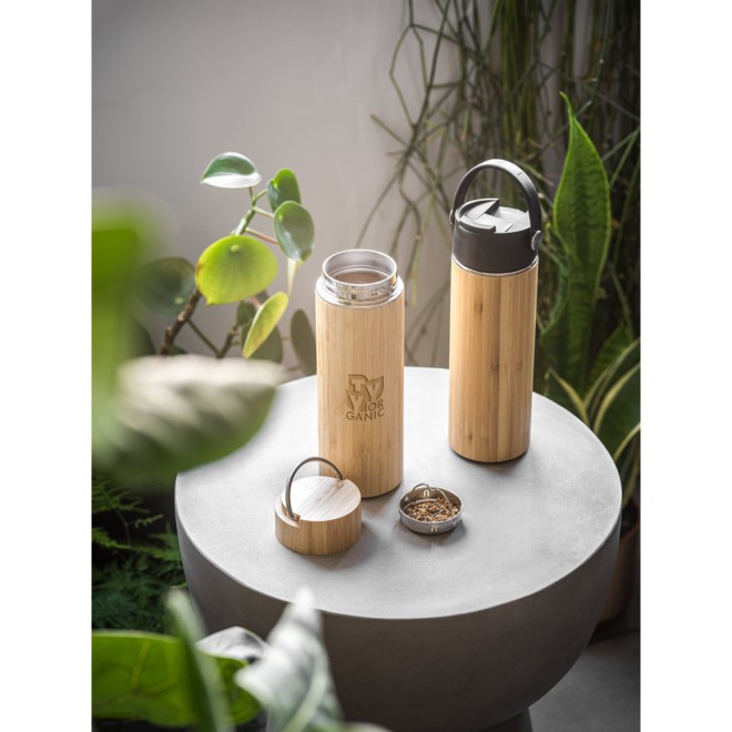 Squeeze 440Ml Em Bambu E Inox Promocional Squeeze 440Ml Em Bambu E Inox Promocional